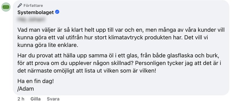 Foto: Skärmavbild Facebook/systembolaget Foto: Skärmavbild Facebook/systembolaget